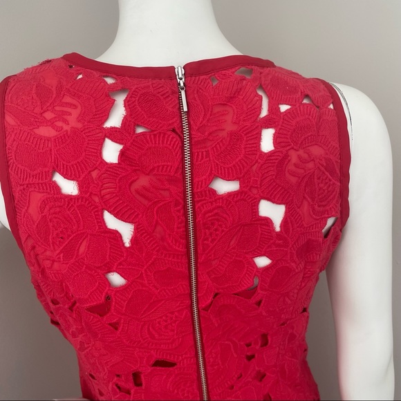 NANETTE LEPORE Red Lace Appliqué A-Line Fit & Flare V-Neck Dress - Picture 9 of 11
